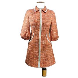 Vestido Maje de tweed naranja con detalle trenzado