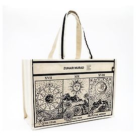 Borsa tote Zuhair Murad in cotone nero multicolore beige