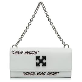 Off White Off-White Carteira Jitney Quote Branca com Corrente