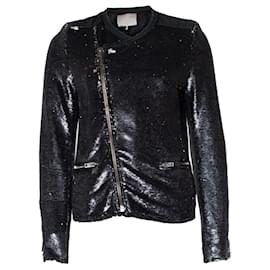 IRO, Paillettenbesetzte Bikerjacke in Grau - Iro
