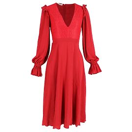 V-Ausschnitt Midi-Kleid aus rotem Polyester Philosophy Di Lorenzo Serafini