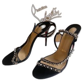 Sandali Christian Louboutin Mafaldina Spikes in pelle nera