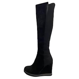 Stivali con zeppa Stuart Weitzman in scamosciato nero