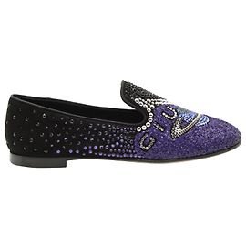 Pantofole da fumo Uranus impreziosite da cristalli Giuseppe Zanotti in pelle scamosciata nera