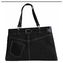 Borsa Dior Pocket in denim e pelle nera