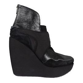 Y3 Botines Y-3 negros de cuero y neopreno