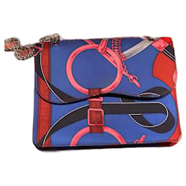 Borsa a mano Hermès Catenina in seta blu
