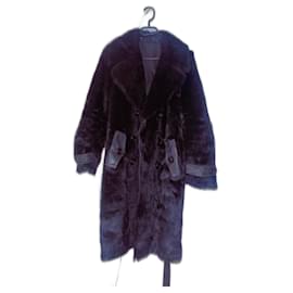 Black Fur and Leather Coat - Autre Marque