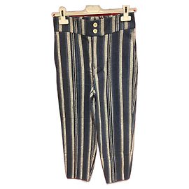 Pantalones Chloé a rayas algodón lino azul crudo