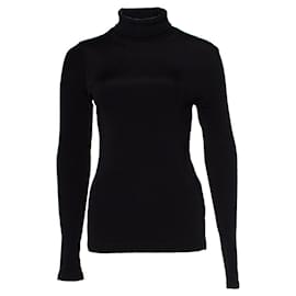 Autre Marque Goldsign, Rollkragenpullover aus schwarzem Rippstrick