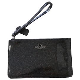 Borsa da polso Coach glitterata in pelle nera