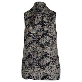 Top de encaje con serpiente en seda multicolor Theory Arilia