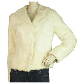 Thes & Thes Giacca corta a maniche lunghe in pelliccia bianca taglia 46