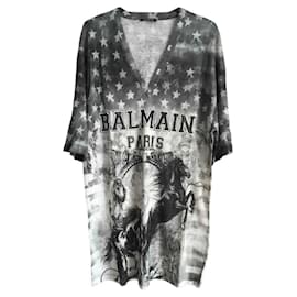 T-shirt BALMAIN in jersey di lino dal taglio ampio