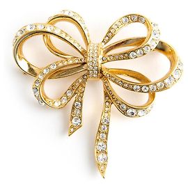 Spilla a Fiocco Kenneth Jay Lane Oro e Strass