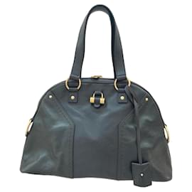 Sac à main Yves Saint Laurent en cuir d'autruche noir