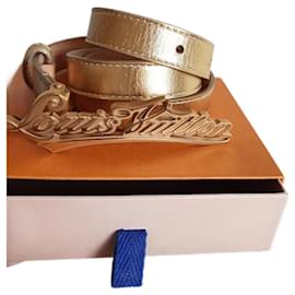 Ceinture Louis Vuitton Dorée en Cuir 80 cm