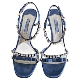 Sandali Prada in tessuto blu