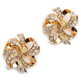 Orecchini a fiocco con strass dorati Kenneth Jay Lane