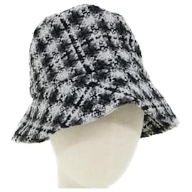 CHANEL COCO Mark Hat Laine S Blanc Noir CC Auth am4943 - Chanel