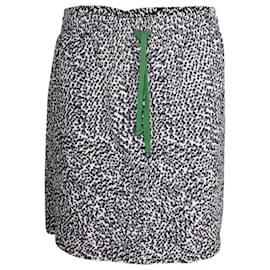 Celine Polka Dot Kordelzug-Minirock aus grauer Seide - Céline
