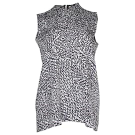 Top sin mangas de lunares Celine en seda gris - Céline