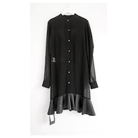 McQ Alexander McQueen Vestido camisero con falda de cuero - Mcq