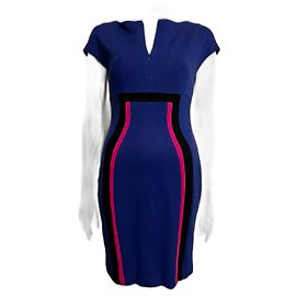 Escada Immergrünblaues Kleid mit Kontraststreifen