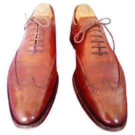 Derbys de couro patinado conhaque - Autre Marque