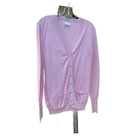 Chanel Rosa Baumwollpullover mit Goldknopf