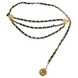 Cinturón Chanel de Triple Cadena Dorado