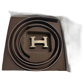 Hermès H Gürtel aus schwarzem Leder 90 cm