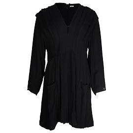 Sandro Paris Milene Plissee-Crêpe-Minikleid aus schwarzer Viskose