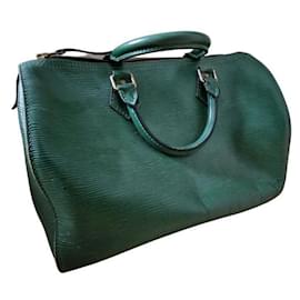 Borsa a mano Louis Vuitton Speedy 35 in pelle verde scuro