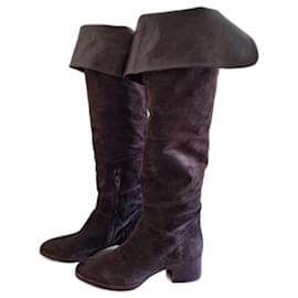 Botas Chloé de ante marrón claro