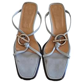 Sandali Hermès in pelle blu