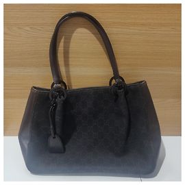 Borsa tote Gucci GG marrone scuro in tessuto