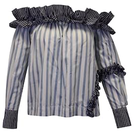 Top MSGM arricciato e rigato in cotone bianco - Msgm