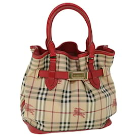 BURBERRY Borsa tote Nova Check Pelle PVC Beige Rosso Auth yk8482 - Burberry
