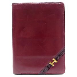 Hermès VINTAGE HERMES ANNIE LEDER WALLET BOX H IN GOLD & EIDECHSENBAND WALLET