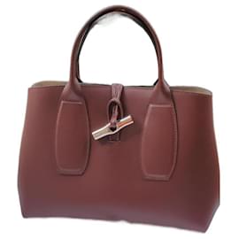 Longchamp Roseau Leather Handbag Prune