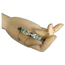 Bracciale Christian Dior Placcato Oro con Cristalli Blu e Bianchi