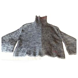 Victoria Beckham Wollpullover Grau und Hellbraun