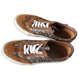 Sneakers Burberry Marroni in Tela e Scamosciato