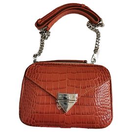 Borsa Barbara The Kooples in pelle effetto coccodrillo marrone arancione