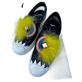 Fendi Calf Fox Sneaker Schwarz Leder 36
