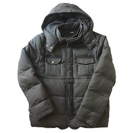 The Kooples Kapuzen Daunenjacke Dunkelgrau Baumwolle