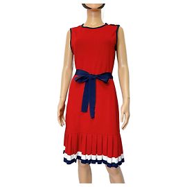 Vestido sin mangas Carolina Herrera Rojo Blanco Azul Marino