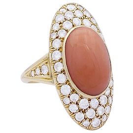 inconnue Anello, oro giallo, corallo pelle d'angelo e diamanti