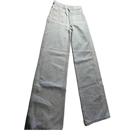 Jeans anchos Sandro azules de algodón con bolsillos bordados
